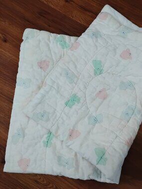 Vintage Cuddle Time Bears Puppy Dogs Pastel Baby Blanket Receiving